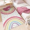 Washable Rainbow Rug for Girl Nursery, Small Rug 3X 5 Colorful Area Rugs for Kids Bedroom, Non-Slip Soft Polka Dot Carpet Kids Rugs for Classroom