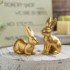 Gold Easter Bunny Figurines Set of 2 – Resin Decor