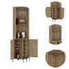 Hans Corner Bar Cabinet, Two Shelves, Five Built-in Wine Rack-Macadamia