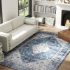 5x7 Vintage Washable Area Rug – Non-Slip Blue