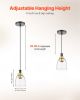 VEVOR 1-Light Pendant Light, 2 Pack, Kitchen Island Lights with Clear Glass Shade & Hanging Cord, Black and Gold Finish, Adjustable Height