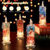 Flameless LED Candles Set of 4 with Santa Claus, Snowman Decals - Battery Operated Christmas Themed Festival Gift Decorations