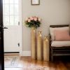 Metal decorative vases High distress metal center vases with growing vine patterns, set of 3 vases for home decoration 34 ", 29 ", 25 "H, gold