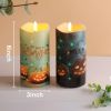 Eywamage Fiber Optic Halloween Flameless Candles, Spooky Pumpkin LED Pillar Candles with Remote, Battery Operated, Set of 2