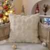 Christmas Tree Pillow Covers 18x18 inch Set of 2 Christmas Decoration Beige Soft Plush Faux Fur Jacquard Throw Pillows for Bedroom Sofa Holiday Festiv