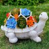Solar LED Turtle Planter Garden Statue with Succulents