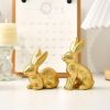 Gold Easter Bunny Figurines Set of 2 – Resin Decor