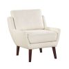 1pc Beige Accent Chair Cushion Seat Chenille Upholstery Comfort Style Durable Solid Wood Legs Contemporary Home Furniture
