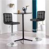 Set of 2 Adjustable Swivel Bar Stools – Black PU Leather