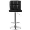 Set of 2 Adjustable Swivel Bar Stools – Black PU Leather