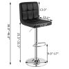 Set of 2 Adjustable Swivel Bar Stools – Black PU Leather