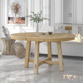 Farmhouse Round Extendable Dining Table with 16" Leaf