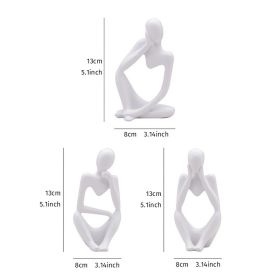 Abstract Thinker Resin Statue Set (3-Piece)