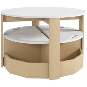 5-Piece Kids Table and Chairs Set with Storage – White