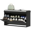 Shoe Storage Bench with Padded Seat Cushion and Flip-Drawer, Entryway Bench, Shoe Cabinet, 31.5x10.2x18.7 Inches, Black