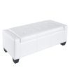 50.5" Faux Leather Rectangular Tufted Storage Ottoman Bench for Living Room, Entryway, or Bedroom, White