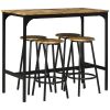 5-Piece Industrial Dining Set with Bar Table & Round Stools