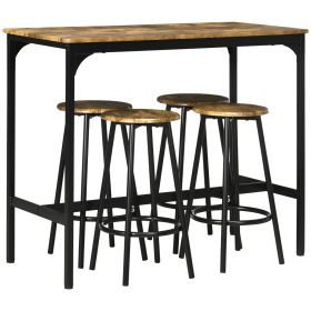 5-Piece Industrial Dining Set with Bar Table & Round Stools