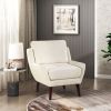Beige Chenille Accent Chair with Solid Wood Legs