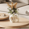 White Vases for Decor, Heart Shaped Ceramic Vase Set of 2, Nordic Heart Shaped Vases