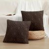 Throw Pillow Covers 18x18 Inch Set of 2, Soft Plush Faux Wool Dark Brown Solid Couch Pillow Covers