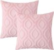 Summer Throw Pillow Covers 18x18 Inch Set of 2, Soft Plush Faux Wool Light Pink Solid Couch Pillow Covers