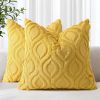 Summer Throw Pillow Covers 18x18 Inch Set of 2, Soft Plush Faux Wool Mustard Yellow Solid Couch Pillow Covers