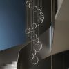 20 Ring High Ceiling Chandelier Foyer, Black Modern LED Large Staircase Long Chandeliers Light Fixture with Remote for Entryway Living Room