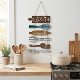 Bless the Food Before Us Kitchen Wooden Wall Decor Farmhouse Kitchen Prayer Wall Art Room Decor Rusic Wooden Hanging Sign Decorations for Dining Room
