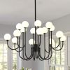 16-Light Glass Globe Sputnik Chandelier, 36.6' Mid-Century Modern Chandeliers Black Sputnik Light Fixtures for Living Room Bedroom Dining Room