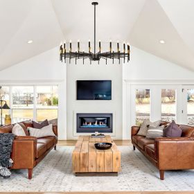 24-Light Black Gold Chandelier, 37.63" Modern Farmhouse Chandelier for Dining Room Over Table, Large Candle Chandelier for Living Room, Foyer