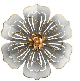 Metal Flower Wall Art Decor, 8.3" Rustic Modern Floral Sculpture