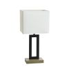 18"H Metal Windowpane Table Lamp, Black Finish with Faux Wood Base