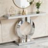 Modern Mirrored Console Table with Storage Shelf