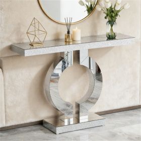 Modern Mirrored Console Table with Storage Shelf
