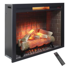 33" Infrared Electric Fireplace Insert with Crackling Sound