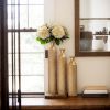 Metal decorative vases High distress metal center vases with growing vine patterns, set of 3 vases for home decoration 34 ", 29 ", 25 "H, gold