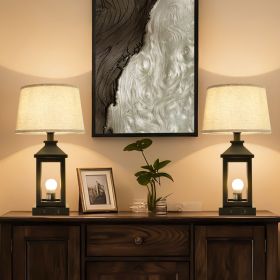 Black Farmhouse Bedside Table Lamp with Touch Control