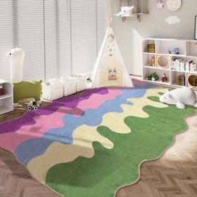 Colorful Abstract Plush Area Rug – Soft Velvet Texture