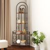 4-Tier Corner Bookshelf with Metal Frame