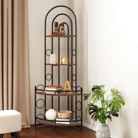 4-Tier Corner Bookshelf with Metal Frame