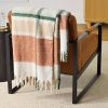 Faux Mohair Cozy Couch Throw Blanket Ivory Plaid, 50x72"