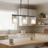 Minimalist 3-Light Linear Chandelier, Matte Black Pendant Lighting with Frosted Glass Shades