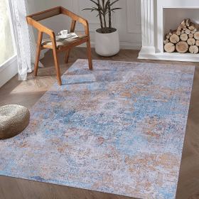 MAVAL Yellow Washable Rug 9x12 Area Rug (Yellow, 9'x12')