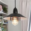 Farmhouse Vintage Black Pendant Light with Spring Frame