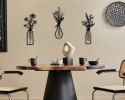 3 Pieces Metal Flowers Wall Arts - Rustic Farmhouse Decor Black Minimalist Flower Wall Decors for Living room Bathroom Bedroom Dining Room - Housewarm