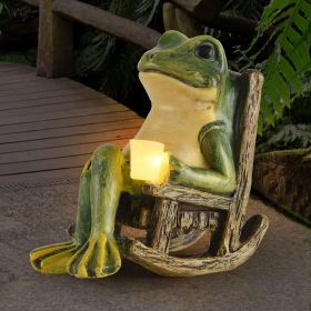 Solar Frog Garden Statue with LED Lights – Outdoor Decor