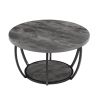 Modern 2-Tier Round Coffee Table with Open Storage