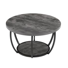 Modern 2-Tier Round Coffee Table with Open Storage