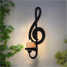 Musical Note Wall Candle Sconce with Foldable Tray